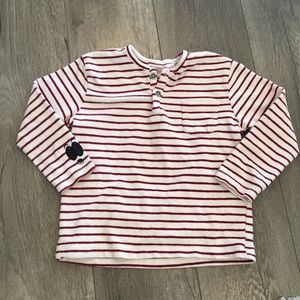 Zara Striped Henley Long Sleeve Shirt